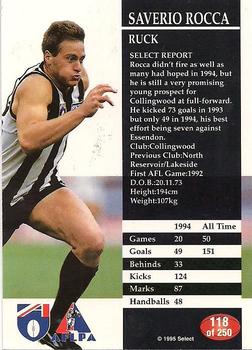 1995 Select AFL #118 Saverio Rocca Back